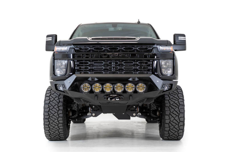 Chevrolet Silverado 2500 Bumper - Front - Addictive Desert Designs - Bomber HD - Hammer Black with Satin Black panels - `20-`27